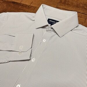 Mizzen + Main Shirt Mens M Leeward Classic Button Stretch Gray White Striped